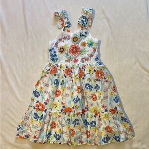 Peek Blue and Orange Pleated Tiered Sundress